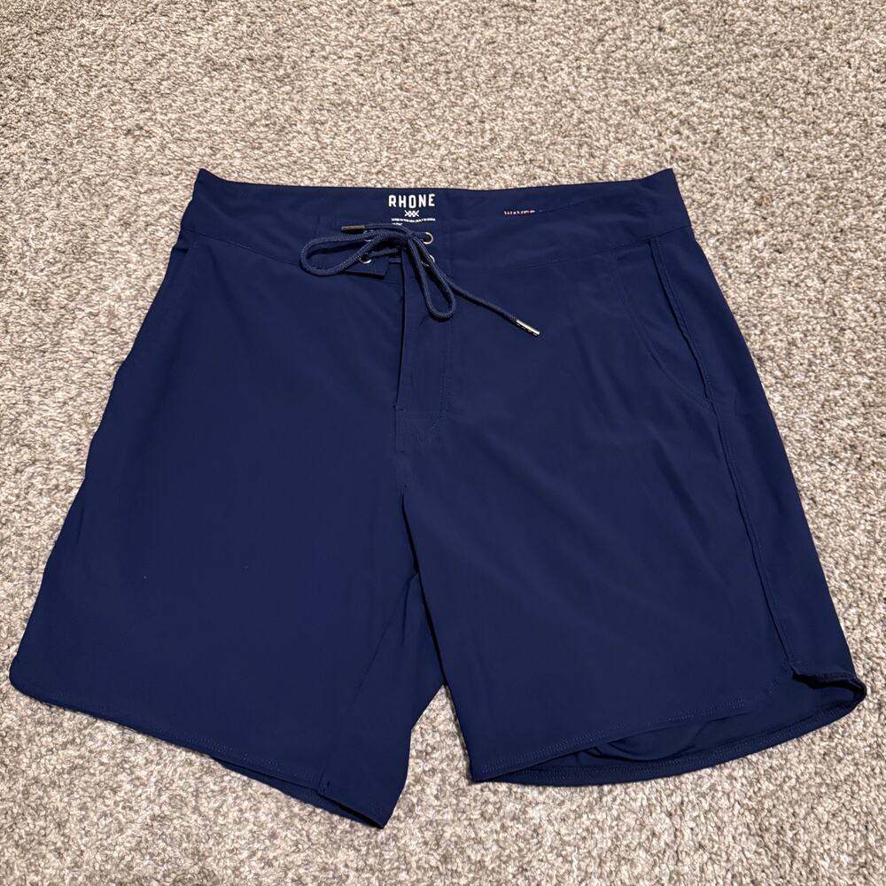 Rhone Mens Performance Drawstring Shorts Size 30 Navy Blue Athletic Golf Gym